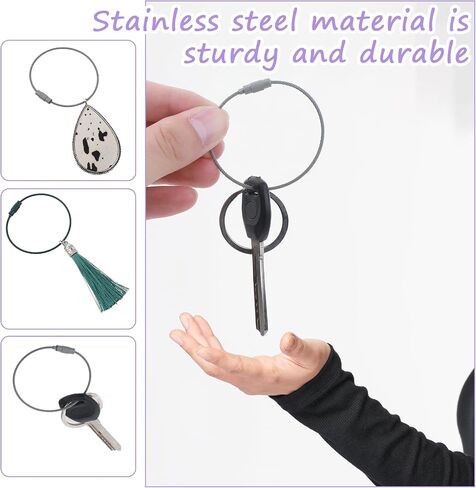 20 Pack Wire Keychain Cable Metal Wire Keychains 6 Inch Stainless Steel Colored Coated Keychain Cable Loops Connecter for Luggage ID Tags in Saudi Arabia