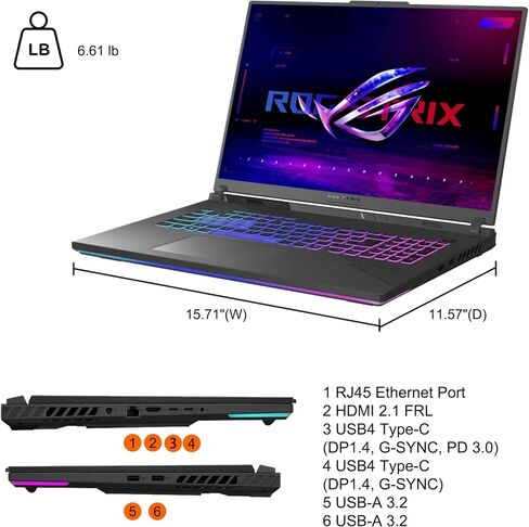 ASUS ROG Strix G18 G814 Gaming Laptop 18" 2.5k (2560x1600) 240Hz (100% DCI-P3) AMD 16-core Ryzen 9 9955HX (>i9-14900HX) 64GB DDR5 4TB SSD GeForce RTX 5070 RGB Backlit FHD Camera Win11 ICP Hub in Saudi Arabia