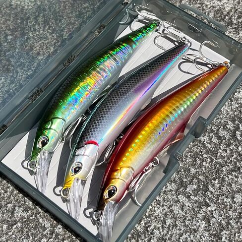 3pcs Sinking Bass Fishing Lures Saltwater Long Casting Laser Minnow Fishing Baits Hard Lure Fishing Kits Accessories (AH in Kuwait