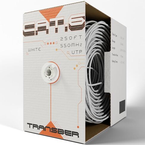 CAT6 250ft Ethernet Cable Solid UTP Up to 10Gbps 550Mhz 23AWG 4x2 Pair Bulk Cable Network PoE++/4PPoE LAN Wire 500-feet Easy Pull Box (Black) in Kuwait