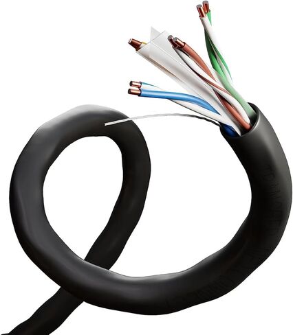 CAT6 250ft Ethernet Cable Solid UTP Up to 10Gbps 550Mhz 23AWG 4x2 Pair Bulk Cable Network PoE++/4PPoE LAN Wire 500-feet Easy Pull Box (Black) in Kuwait