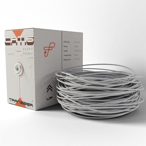 CAT6 250ft Ethernet Cable Solid UTP Up to 10Gbps 550Mhz 23AWG 4x2 Pair Bulk Cable Network PoE++/4PPoE LAN Wire 500-feet Easy Pull Box (Black) in Kuwait
