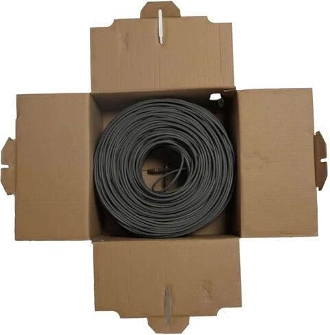 CAT6 250ft Ethernet Cable Solid UTP Up to 10Gbps 550Mhz 23AWG 4x2 Pair Bulk Cable Network PoE++/4PPoE LAN Wire 500-feet Easy Pull Box (Black) in Kuwait