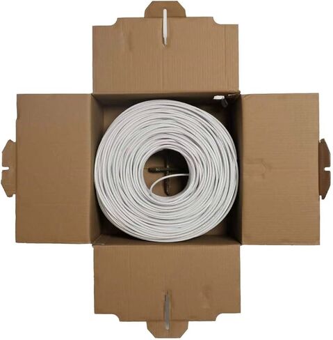 CAT6 250ft Ethernet Cable Solid UTP Up to 10Gbps 550Mhz 23AWG 4x2 Pair Bulk Cable Network PoE++/4PPoE LAN Wire 500-feet Easy Pull Box (Black) in Kuwait