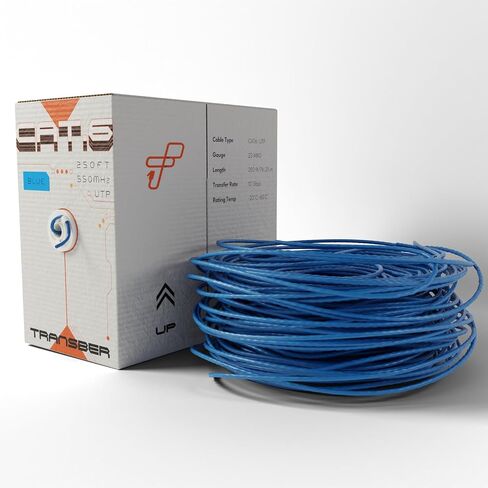 CAT6 250ft Ethernet Cable Solid UTP Up to 10Gbps 550Mhz 23AWG 4x2 Pair Bulk Cable Network PoE++/4PPoE LAN Wire 500-feet Easy Pull Box (Black) in Kuwait