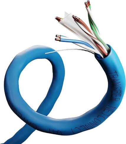 CAT6 250ft Ethernet Cable Solid UTP Up to 10Gbps 550Mhz 23AWG 4x2 Pair Bulk Cable Network PoE++/4PPoE LAN Wire 500-feet Easy Pull Box (Black) in Kuwait