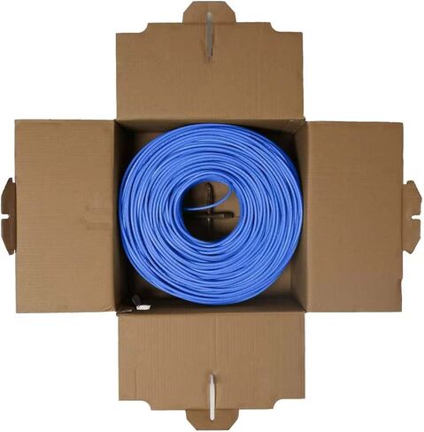 CAT6 250ft Ethernet Cable Solid UTP Up to 10Gbps 550Mhz 23AWG 4x2 Pair Bulk Cable Network PoE++/4PPoE LAN Wire 500-feet Easy Pull Box (Black) in Kuwait