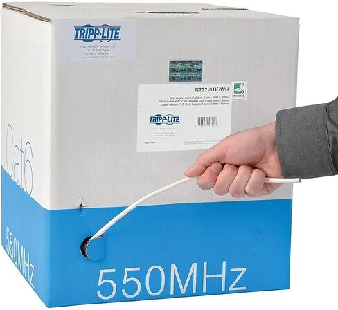 Tripp Lite CAT6 كابل الصلبة السائبة ، PVC المصنفة CMR ، GIGABIT ، أسود ، 1000 '(N222-01K-BK) in Kuwait