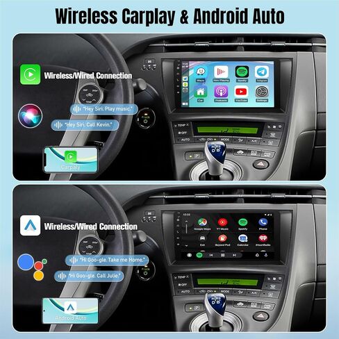 سيارات الراديو ستيريو للسيارة ل Toyota Prius 2010 2011 2012 2013 2014 ، مع Carplay اللاسلكي ، Android Auto ، FM ، توصيل وملعب الأسلاك ، التنقل في GPS ، SWC ، MIC (النمط 1 بدون J.B.L & شاشة كبيرة) in Kuwait