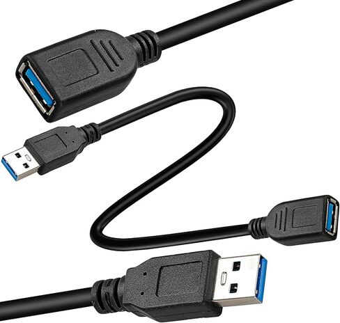 SaiTech IT 2 Pack Short Length 30cm USB 3.0 Extension Cable, USB 3.0 A Male to Female Extender Cable - Black in Saudi Arabia
