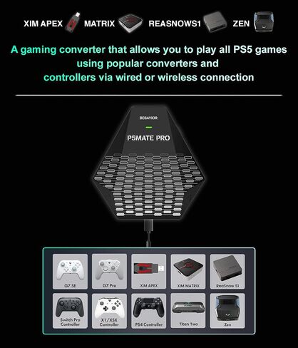 محول محول Besavior P5Mate Pro Converter Wired/Wireless Adapter لـ PS5 ، لعبة الكمبيوتر - متوافقة مع Zen و Xim Matrix و Apex و Risnow و Titan ، وحدات تحكم مختلفة للعب جميع ألعاب PS5 in Saudi Arabia