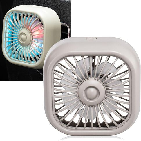Car Air Vent Mount Fan, 3 Wind Speed, USB Powered, Quiet Operation, Portable, Easy to Install, Colorful Light for Vehicles (Khaki) in Kuwait