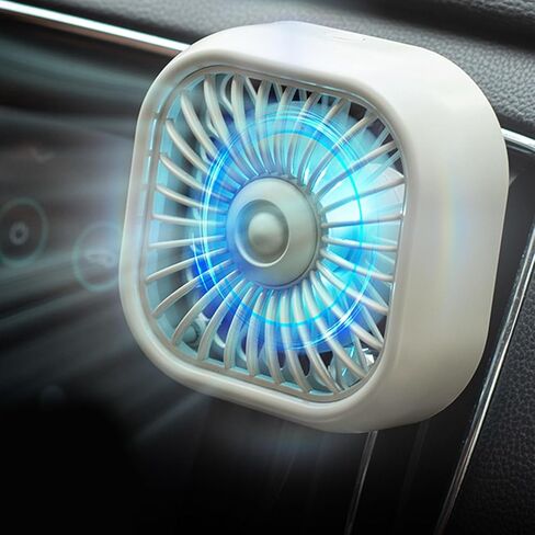 Car Air Vent Mount Fan, 3 Wind Speed, USB Powered, Quiet Operation, Portable, Easy to Install, Colorful Light for Vehicles (Khaki) in Kuwait