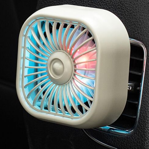 Car Air Vent Mount Fan, 3 Wind Speed, USB Powered, Quiet Operation, Portable, Easy to Install, Colorful Light for Vehicles (Khaki) in Kuwait