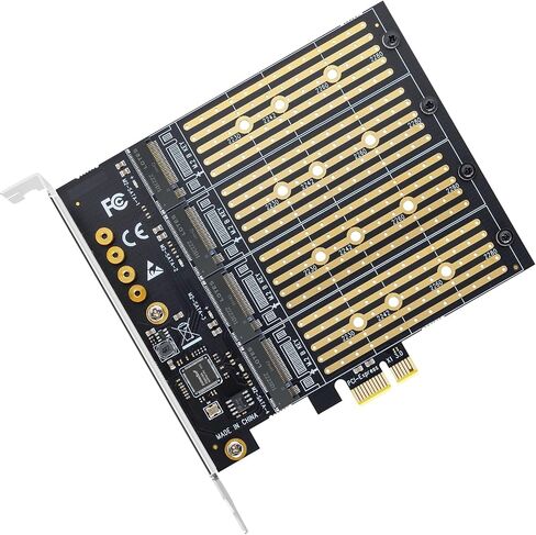 PCIe 4.0 x4 to Dual M.2 Adapter Card, Dual Slot NVMe/SATA SSD Expansion Card, Support 2X M.2 NGFF SSDs at Full Speed,PCIe Expansion Card for PCI-EX4X8X16，with Fan to Dissipate Heat in Kuwait