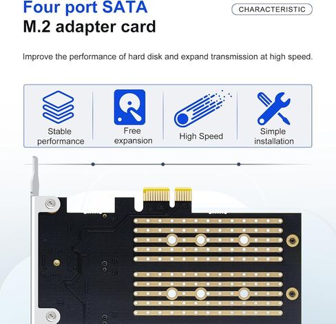 PCIe 4.0 x4 to Dual M.2 Adapter Card, Dual Slot NVMe/SATA SSD Expansion Card, Support 2X M.2 NGFF SSDs at Full Speed,PCIe Expansion Card for PCI-EX4X8X16，with Fan to Dissipate Heat in Kuwait