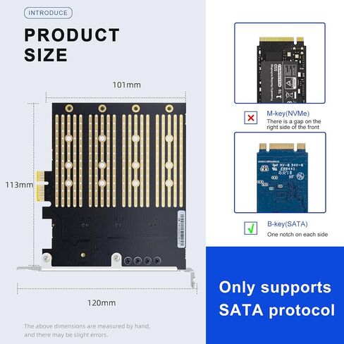 PCIe 4.0 x4 to Dual M.2 Adapter Card, Dual Slot NVMe/SATA SSD Expansion Card, Support 2X M.2 NGFF SSDs at Full Speed,PCIe Expansion Card for PCI-EX4X8X16，with Fan to Dissipate Heat in Kuwait