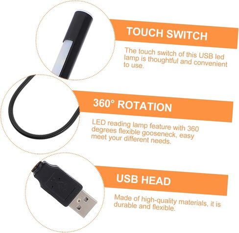 2pcs قابلة للضايق LED LED مصباح USB اللمس ضوء الليل لدراسة دراسة الكمبيوتر المحمول المحمول in Saudi Arabia
