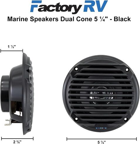 5.9" Dual Cone Marine Speaker Pair | 30W Max Power | Polypropylene Woofer & Mylar Tweeter | Waterproof UV & Corrosion Resistant | Flush Mount (White) in Kuwait