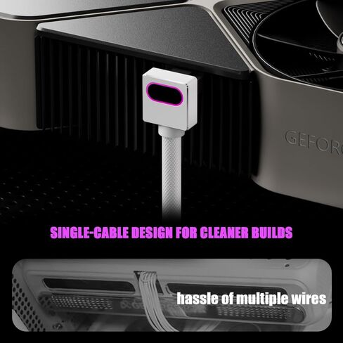 16PIN GPU Power Cable,ARGB PC Modular Cable with 5V 3Pin,18AWG 90° Right-Angle Design,Male to Male for All RTX 40&50 Series(5090 not Allowed) PC GPU Power Cord(Black, Clip A-60CM) in Kuwait