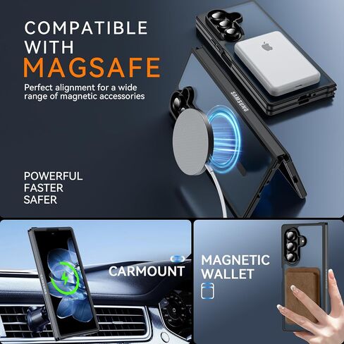 Hensinple for Samsung Galaxy Z Fold 6 Case Magnetic, Z Fold6 Case [Compatible with MagSafe][Slim Fit], Magnetic Charing Translucent Matte Back Shockproof Phone Case for Z Fold 6, Black in Kuwait