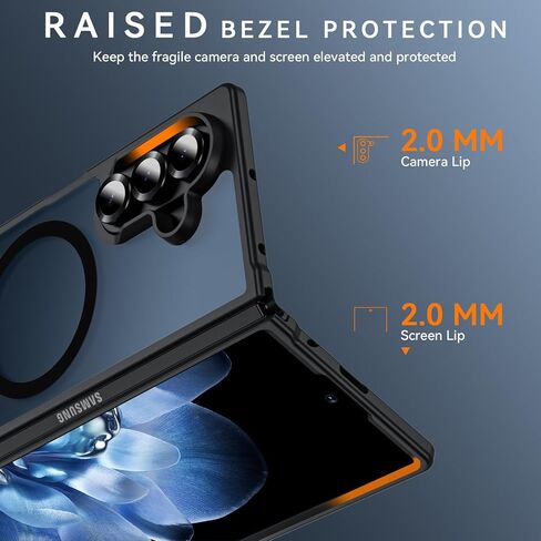 Hensinple for Samsung Galaxy Z Fold 6 Case Magnetic, Z Fold6 Case [Compatible with MagSafe][Slim Fit], Magnetic Charing Translucent Matte Back Shockproof Phone Case for Z Fold 6, Black in Kuwait