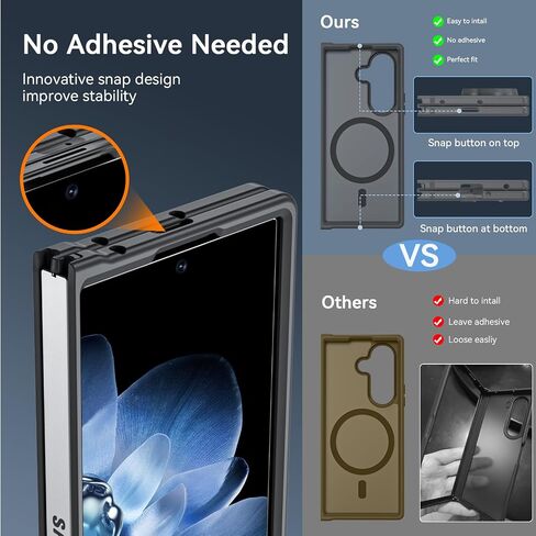 Hensinple for Samsung Galaxy Z Fold 6 Case Magnetic, Z Fold6 Case [Compatible with MagSafe][Slim Fit], Magnetic Charing Translucent Matte Back Shockproof Phone Case for Z Fold 6, Black in Kuwait