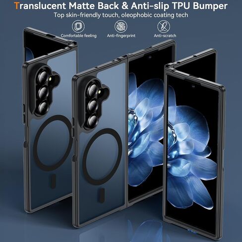 Hensinple for Samsung Galaxy Z Fold 6 Case Magnetic, Z Fold6 Case [Compatible with MagSafe][Slim Fit], Magnetic Charing Translucent Matte Back Shockproof Phone Case for Z Fold 6, Black in Kuwait