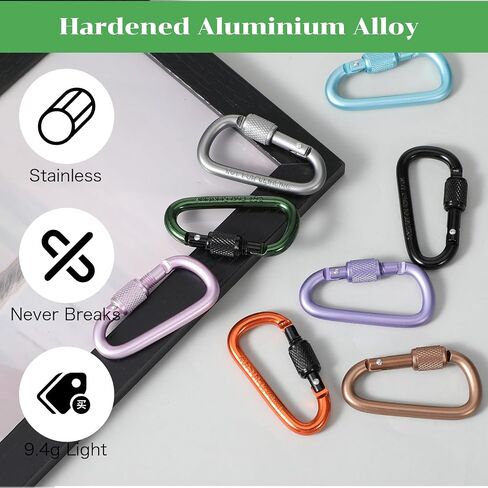 مقاطع Carabiner ، 8 PCS D-Ring Locking Carabiner Clip ، Snap Hook Sport Associor in Saudi Arabia