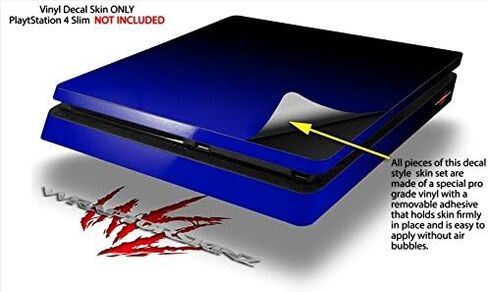 التفاف الجلد فينيل ملصق متوافق مع Sony PlayStation 4 Slim Console Smooth Fades Blue Black (PS4 غير مدرج) in Saudi Arabia