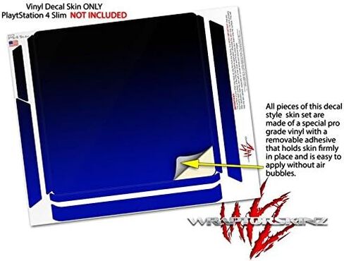 التفاف الجلد فينيل ملصق متوافق مع Sony PlayStation 4 Slim Console Smooth Fades Blue Black (PS4 غير مدرج) in Saudi Arabia