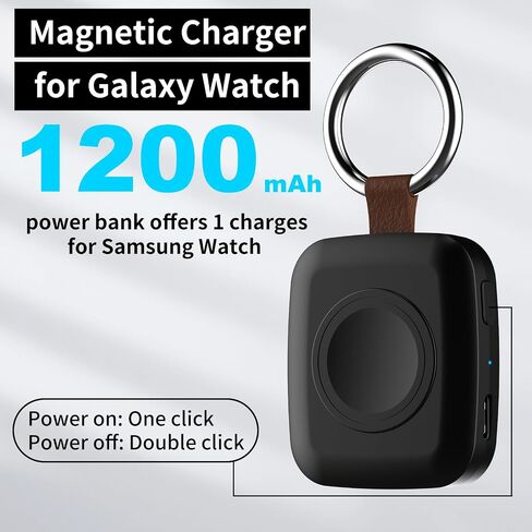 شاحن محمول لـ Samsung Galaxy Watch 8 Classic/Ultra ، شحن سريع لاسلكي 1200 مللي أمبير ، شاحن سفر محمول لـ Samsung Galaxy Watch 8/7/Ultra/6/Classic/5/Pro/4/3/2/1 in Saudi Arabia