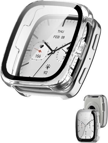Case for Amazfit Active 2 Square ، Woukaju Cover Smart Watch ، فيلم زجاجي مضمّن 9 ساعات ، كمبيوتر صلب ، واقي شاشة لـ Amazfit Active 2 Square Smart Watch 1.75inch (Clear) in Saudi Arabia