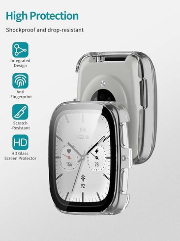 Case for Amazfit Active 2 Square ، Woukaju Cover Smart Watch ، فيلم زجاجي مضمّن 9 ساعات ، كمبيوتر صلب ، واقي شاشة لـ Amazfit Active 2 Square Smart Watch 1.75inch (Clear) in Saudi Arabia