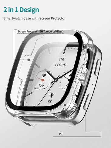 Case for Amazfit Active 2 Square ، Woukaju Cover Smart Watch ، فيلم زجاجي مضمّن 9 ساعات ، كمبيوتر صلب ، واقي شاشة لـ Amazfit Active 2 Square Smart Watch 1.75inch (Clear) in Saudi Arabia