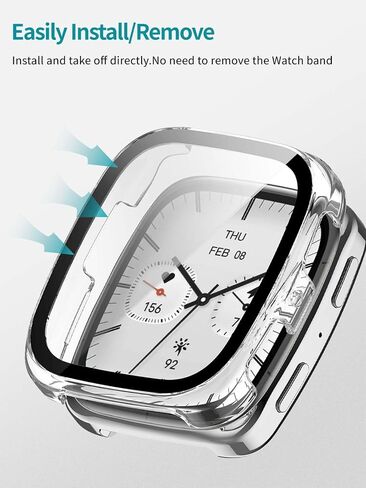 Case for Amazfit Active 2 Square ، Woukaju Cover Smart Watch ، فيلم زجاجي مضمّن 9 ساعات ، كمبيوتر صلب ، واقي شاشة لـ Amazfit Active 2 Square Smart Watch 1.75inch (Clear) in Saudi Arabia