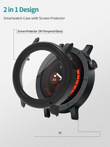 2Pack Case for CMF Watch 3 Pro ، Wost Protction Cover Smartwatch ، فيلم زجاجي مضمّن 9 ساعات ، جهاز كمبيوتر صلب ، سهلة التثبيت ، واقي على الشاشة مقابل لا شيء CMF Watch 3 Pro (Black+Black) in Saudi Arabia