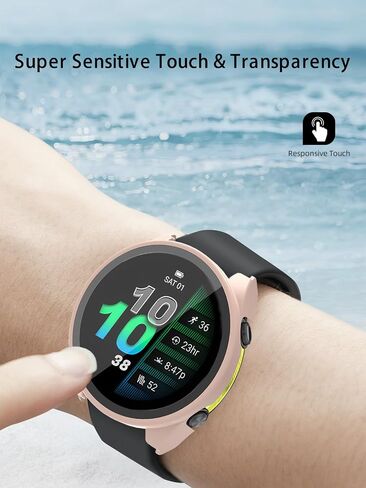 Case for Garmin Forerunner 970 Premium Running Smartwatch,WUNIAK Hard PC Screen Protector for Garmin 970,9H Tempered Glass Ultra-Thin Full-Coverage Shockproof Bumper,(2Pack,Transparent+Black) in Saudi Arabia