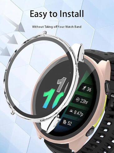 Case for Garmin Forerunner 970 Premium Running Smartwatch,WUNIAK Hard PC Screen Protector for Garmin 970,9H Tempered Glass Ultra-Thin Full-Coverage Shockproof Bumper,(2Pack,Transparent+Black) in Saudi Arabia