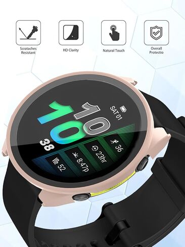 Case for Garmin Forerunner 970 Premium Running Smartwatch,WUNIAK Hard PC Screen Protector for Garmin 970,9H Tempered Glass Ultra-Thin Full-Coverage Shockproof Bumper,(2Pack,Transparent+Black) in Saudi Arabia