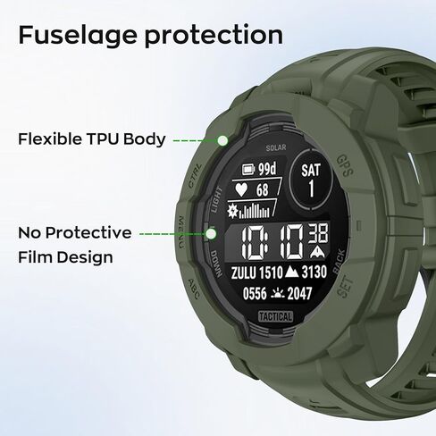 Case Compatible with Garmin Instinct 3 50mm Case Cover Soft TPU Bumper Rugged Shock Proof Protective Shell for Garmin Instinct 3 50mm Watch Case (Black) in Kuwait