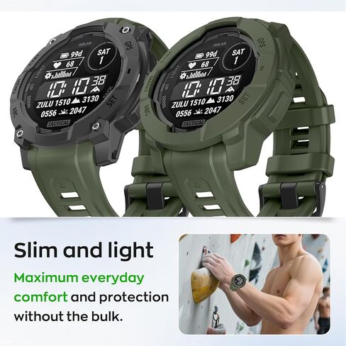 Case Compatible with Garmin Instinct 3 50mm Case Cover Soft TPU Bumper Rugged Shock Proof Protective Shell for Garmin Instinct 3 50mm Watch Case (Black) in Kuwait