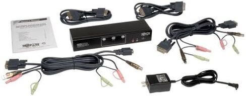 TRIPP Lite 2-Port Dual Monitor DVI KVM Switch مع Audio ، USB 2.0 Hub & Cables (B004-2DUA2-K) in Saudi Arabia
