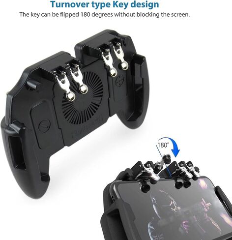 Acupress Mobile Game Controller with Cooling Fan/Phone Holder/Finger Sleeves for Most of the Mobile FPS Games Including Fortnite, PUBG,Knives Out, Cross Fire, for 4.7"-6.5" iOS Android Phones in Saudi Arabia