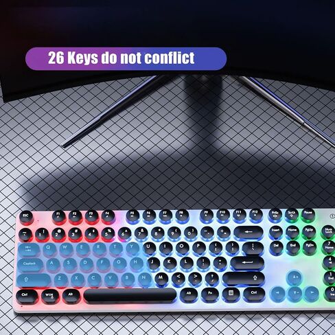 Sanpyl Mechanical Keyboard, RBG Backlit USB 104 Keys Wired Gaming Keyboard High Speed Response Retro Punk Computer Keyboard for Laptop Desktops(Black) in Saudi Arabia