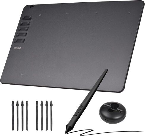 Vinsa T605 Graphics Drawing Tablet 6.7X 4.2Inch Digital Drawing Tablet with No Battery Stylus 10 Shortcut Keys 8192 Levels Pressure Compatible with Win Android OTG (2) in Saudi Arabia