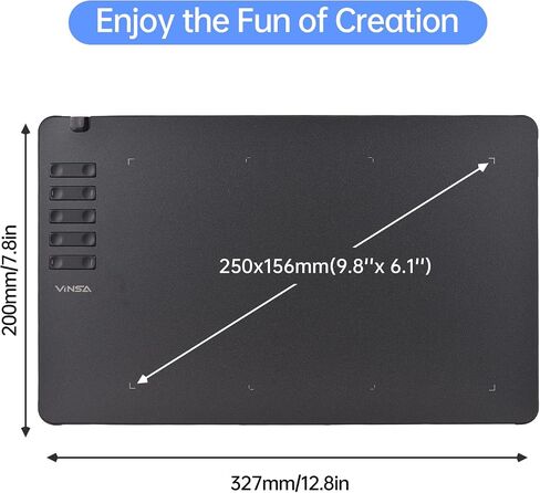 Vinsa T605 Graphics Drawing Tablet 6.7X 4.2Inch Digital Drawing Tablet with No Battery Stylus 10 Shortcut Keys 8192 Levels Pressure Compatible with Win Android OTG (2) in Saudi Arabia