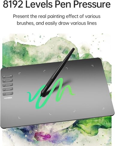 Vinsa T605 Graphics Drawing Tablet 6.7X 4.2Inch Digital Drawing Tablet with No Battery Stylus 10 Shortcut Keys 8192 Levels Pressure Compatible with Win Android OTG (2) in Saudi Arabia