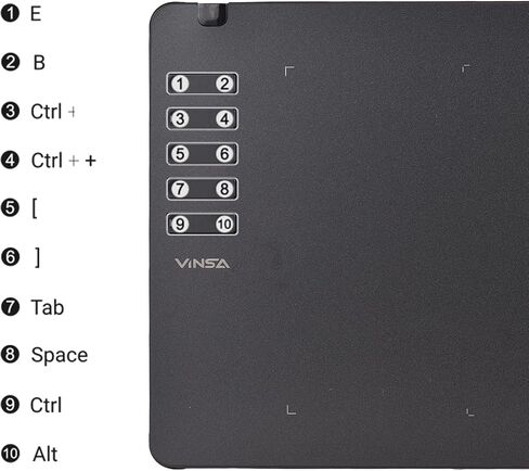 Vinsa T605 Graphics Drawing Tablet 6.7X 4.2Inch Digital Drawing Tablet with No Battery Stylus 10 Shortcut Keys 8192 Levels Pressure Compatible with Win Android OTG (2) in Saudi Arabia