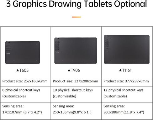 Vinsa T605 Graphics Drawing Tablet 6.7X 4.2Inch Digital Drawing Tablet with No Battery Stylus 10 Shortcut Keys 8192 Levels Pressure Compatible with Win Android OTG (2) in Saudi Arabia